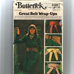 4497 BUTTERICK 70S 4 LEATHER SUEDE TIE SHAPED BELTS PATTERN ONE SIZE